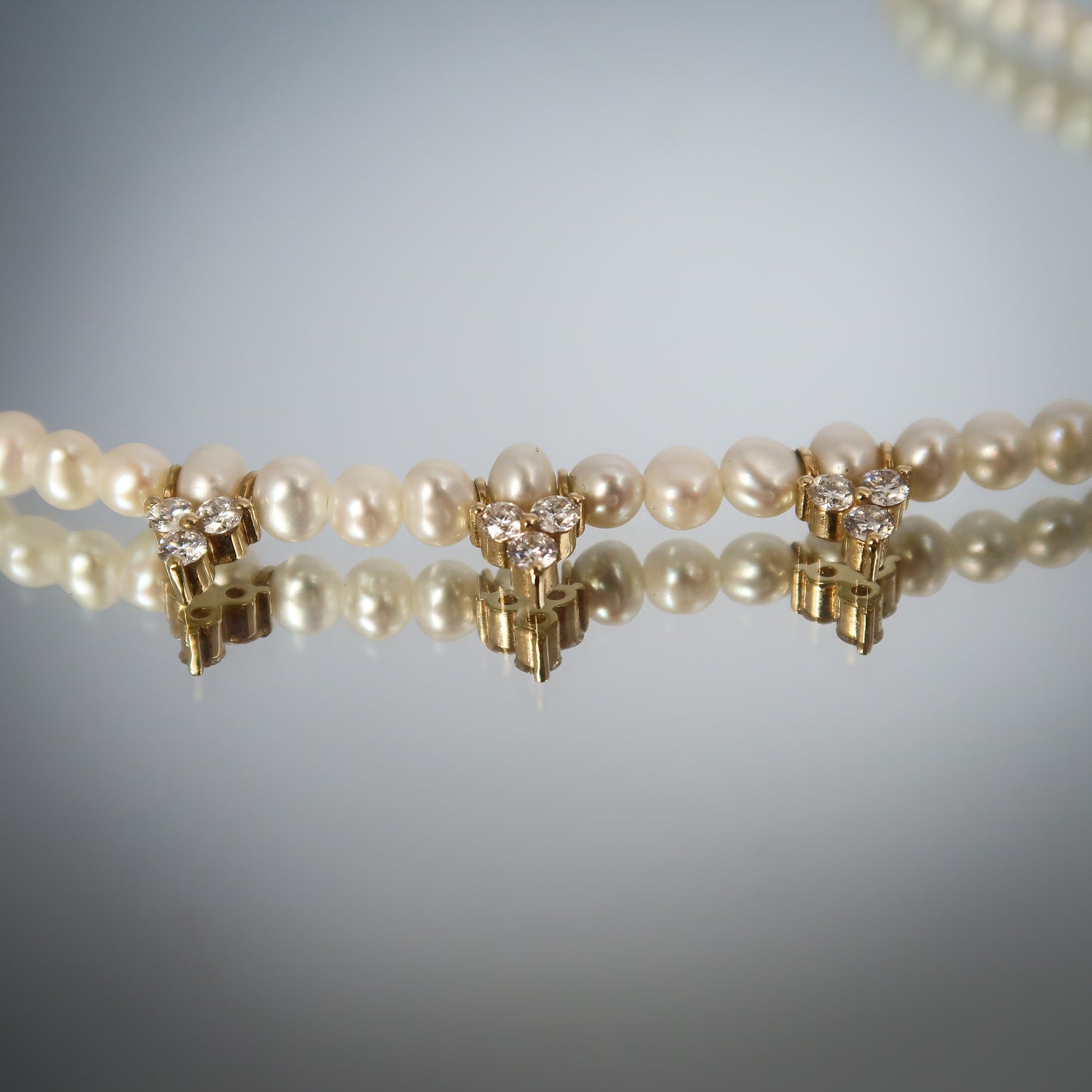 Diamond Trinity pearl necklace